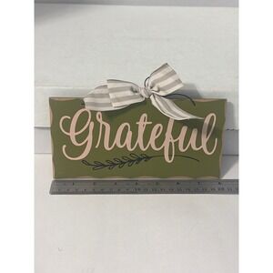 Creative Design Ltd Grateful Wooden Sign Olive Green Pink Farmhouse Wall Decor